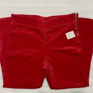 Free People Red Velvet Cropped  Pants Size L